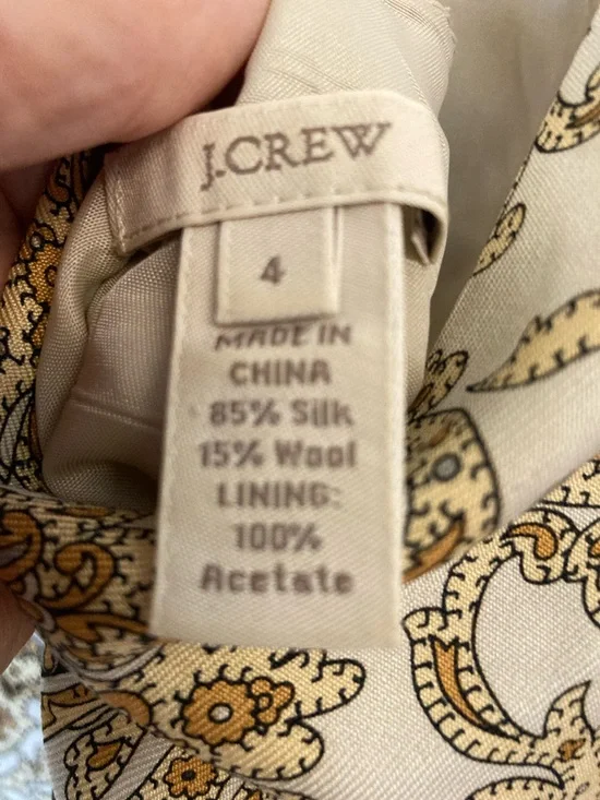 J. Crew 85% Silk Gold & Cream Paisley Midi Sheath Dress - Picture 2 of 10